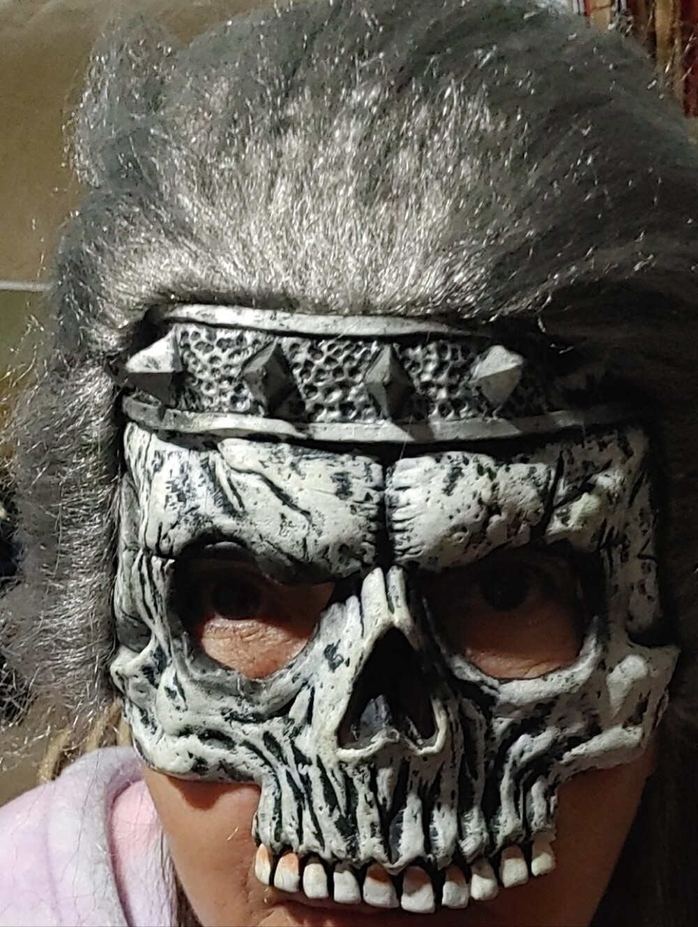 ✅$20 Add On Skull Half-Face Costume Mask in Gray and White